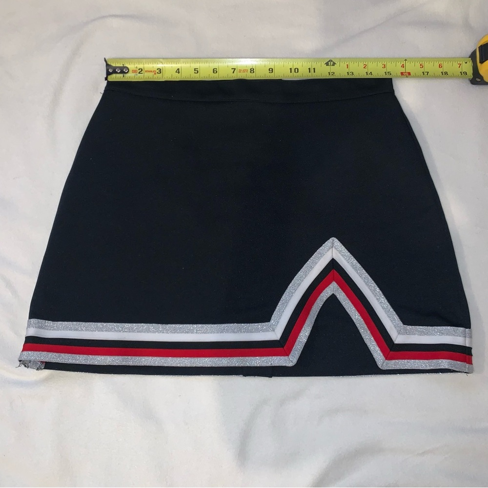 Cheerleading Style Mini Athletic Black, White, Silver, Red Skirt L/XL